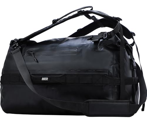 MIER Waterproof Duffel Bag Motorcycle Dry Bag Backpack Large Roll-Top Heavy Duty Dry Duffle Bags for Kayaking Camping Boating Gym Beach Cruise Ship, 60L/80L - color: Black, size: 60L