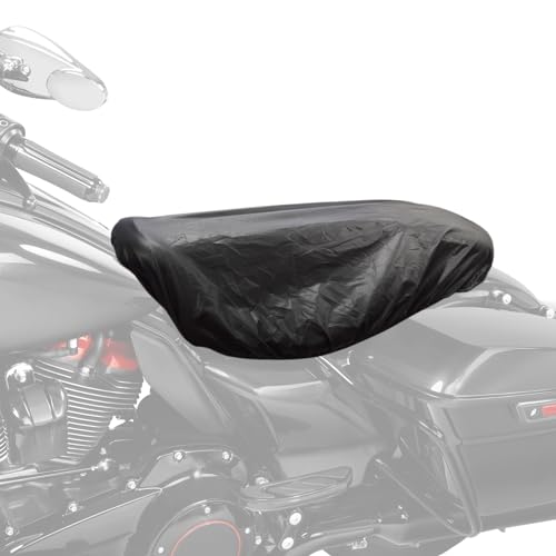 FOVPLUE Seat Rain Cover,Water-Resistant Two-Up Seat Bra Fits Seats up to 23" L x 15" W,Universal for Harley Touring CVO Electra Glide Street Glide Road Glide Road King,Dyna,Softail,Sportster