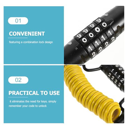 Happyyami Retractable Bike Cable Lock and Motorcycle Helmet Lock with Resettable Combination Password, Lightweight Steel Wire Anti-Theft Security for Road and Mountain Bikes, Scooter