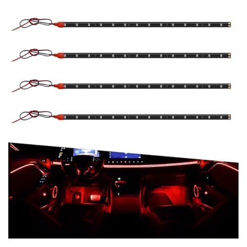 4PCS DC 12V Waterproof Car LED Light Strip, 30CM/1Ft 3528 15SMD Car Underbody Light Strip with 9" Wire, Vehicle Interior Exterior Decoration Light for Golf Cart, Boat, Motorcycle (Red) - color: Red