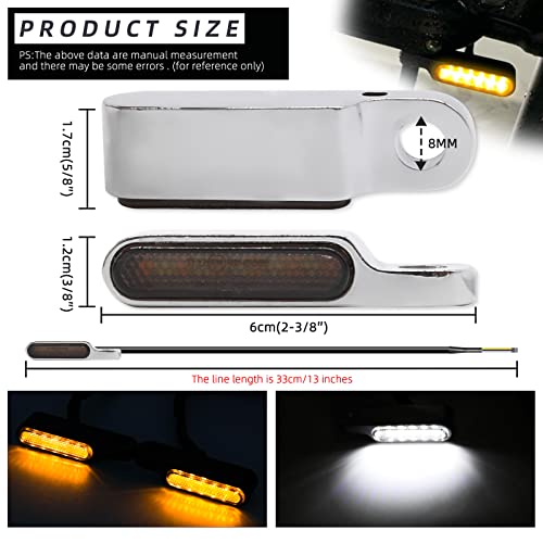 Rich Choices Handlebar LED Turn Signals Mini Motorcycle Blinkers Front Running Light Universal Compatible with Harley Sportster Dyna Honda Shadow Kawasaki Vulcan Yamaha V-Star Road Star - color: Chrome