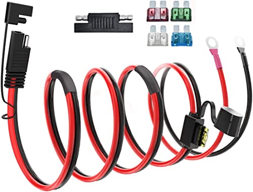 SAE Battery Connector,ELFCULB 10AWG SAE to O Ring Terminal Harness 2-Pin Quick Disconnect SAE Battery Cable for Motorcycle Car,with 10A 15A 20A 25A 30A Protection Fuse(10FT) - color: SAE to O Ring Terminal Harness, size: 10 Feet