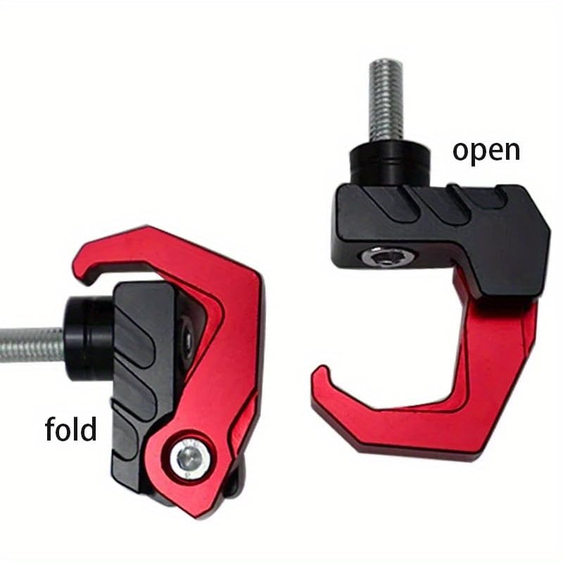 1pc Motorcycle Helmet Holder CNC Aluminum Luggage Bag Hook Holder Hanger Hooks Motorbike Scooter Helmet Bags Gadget Glove Hooks (red)