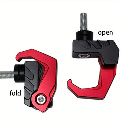 1pc Motorcycle Helmet Holder CNC Aluminum Luggage Bag Hook Holder Hanger Hooks Motorbike Scooter Helmet Bags Gadget Glove Hooks (red)
