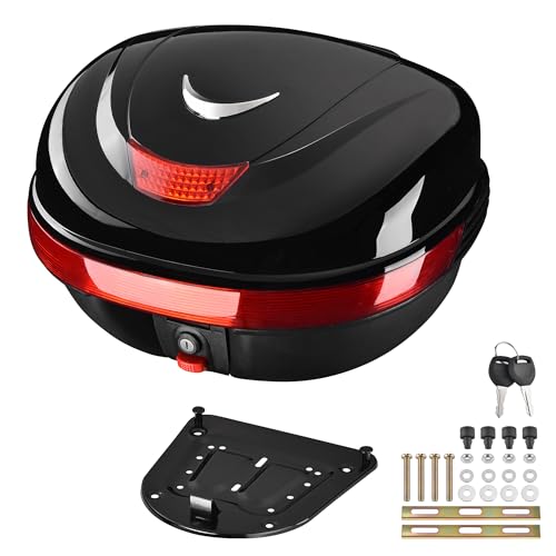 Motorcycle Trunk Top Case Motorcycle Tour Tail Box Lockable Storage Carrier Case for Helmet Luggage Black 35L(35L) - size: 35L