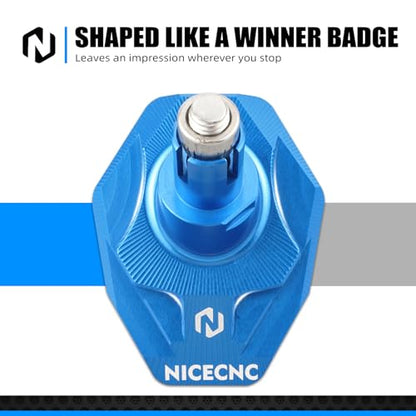 NICECNC Kickstand Foot Extension Pad & Puck, Motorcycle Stand Pad CNC Billet Aluminum Dirt Bike Compatible with KTM 125-530 XC XCW XCF XCF-W EXC EXC-F 2008-2023 Accessories, Blue - color: blue