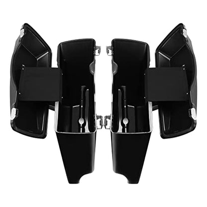 XMT-MOTO Stretched Hard Saddlebags Saddle bags for Harley 1994-2013 Touring models road glide, road king, ultra, street glide, electra glide and 1984-2017 Softail models,Gloss Black/Black Latches - color: Gloss Black/Black Latches, size: Stretched