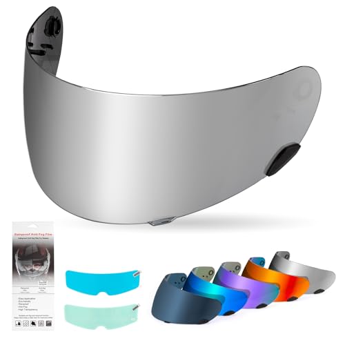 XINGWU Motorcycle Helmet Visor for Qualifier Tinted Helmet Visor with Anti-fog Rainproof Film UV Protection Face Shield Replacement for Bell Qualifier/Star/Vortex/RS-1/Revolver (Deep Silver) - color: Deep Silver
