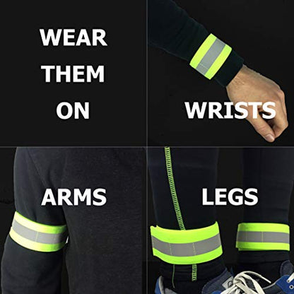 Reflective Bands for Night Walking Reflective Arm Bands for Runners Reflective Wristbands Reflective Ankle Bands Cycling Reflective Running Gear Bike Pant Leg Strap Bicycle Pants Clips - color: Green - 10 Bands