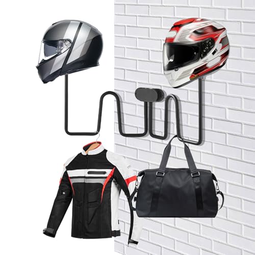 Longzhuo Helmet Wall Mount, 2-Spherical 180° Swivel Motorcycle Helmet Holder Wall Mount, Motorcycle Accessories, for Helmet, Hat, Cap, Sportswear, Racing Suit, Black