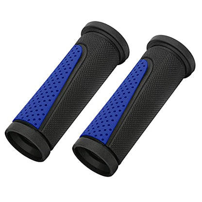 TOPCABIN Bike Handlebar Grips,Short Mini Bicycle Handlebar Grips Two-Color Rubber Bike Grips Fit Many Standard Bikes 2PCS 90MM Length - color: Black + Navy Blue - 90mm