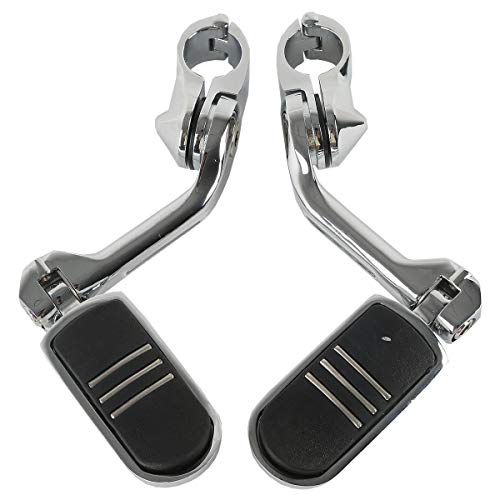 TCMT 32mm 1 1/4" Highway Engine Guard Bar Highway Footpegs Mount Kit Fits For Harley Touring Road King Street Glide Road Glide Electra Glide Softail Sportster Dyna with 1.25" Engine Guards - color: Chrome, size: Long Angled Highway Footpegs