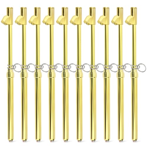 MEANLIN MEASURE 10PCS Gold Double Straight Type Tire Pressure Gauge, Dual Head Air Pressure Gauge, Pressure Range 10-150 Psi (Suitable for Trucks, etc.) - color: Gold, size: 10-150Psi(10)