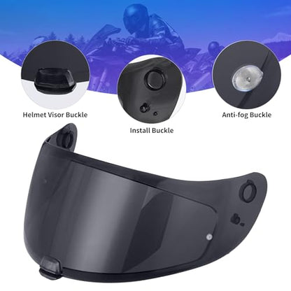 C70 Helmet Visor Replacement Face Shield Compatible with C70/ HJ20M/ FG-17/ FG-ST/IS-17 Motorcycle Helmets (Black) - color: Black