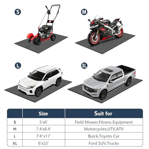 Garage Floor Mat 8'10"x22'Car Garage Mat for Floor Under Car SUV Truck,Oil Spill Resistant Garage Floor Parking Mat,Waterproof Garage Flooring Carpet w/Non-Slip Leak-Proof Back,Reusable Washable - size: 8'10" x 22'