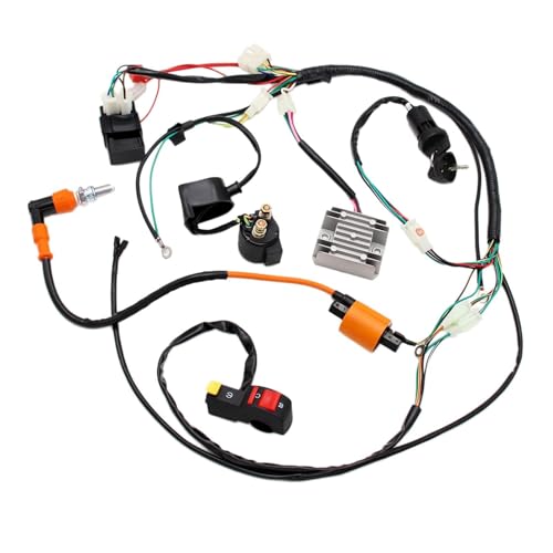 PRO BAT ATV Electric Wiring Harness Wire for 150cc 200cc 250cc Chinese 4-Stroke Engine Pit Dirt Bike Taotao Zongshen Loncin - style: Orange Ignition Coil+Silver Rectifier