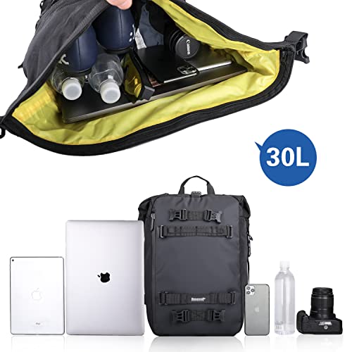 Rhinowalk Motorcycle Saddle Bag, 30L, Black, Waterproof, Combinable, Backpack - size: 30L