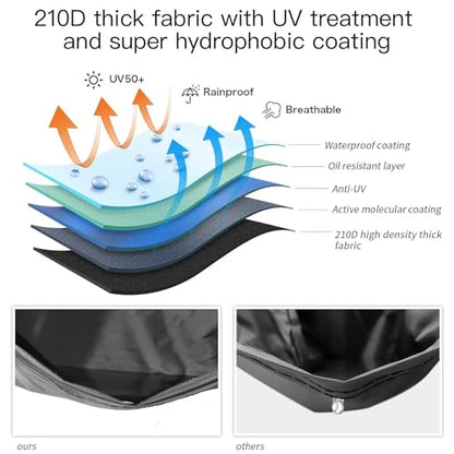 XYZCTEM Motorcycle Cover -Waterproof Outdoor Storage Bag,Made of Oxford Material Fits up to 96 inch, Compatible with Harley Davison and All Motors(Black& Lockholes& Professional Windproof Strap) - size: 96"