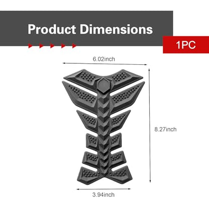 Motorcycle Tank Pad, Fishbone 3D Motorcycle Tank Protector, Waterproof Scratch-resistant Gas Decals, Universal Modifications Accessories (Black)