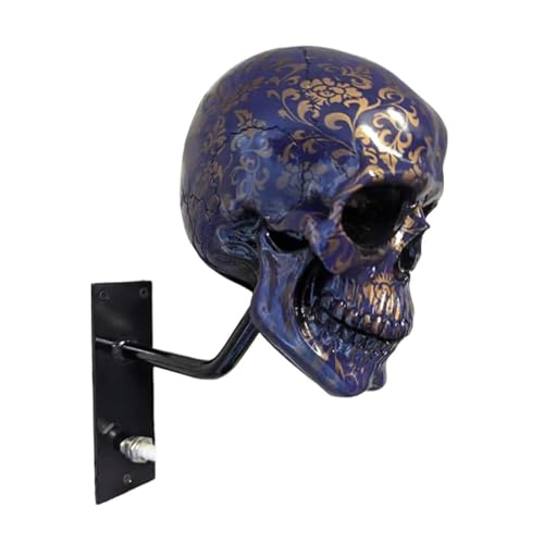 Motorcycle Helmet Skull Holder, Wall Mount Helmet Rack, Resin Crafts,Skull Helmets Holder Suitable for Motorcycle Cap, Baseball Cap, Bicycle Cap, Hat Storage Rack,Sports Gear (Type-C) - style: Type-C