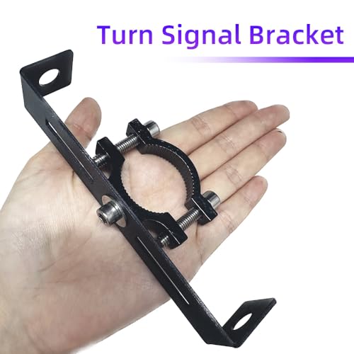 10mm Motorcycle Turn Signal Light Bracket, 2pcs Universal Bicycle Indicator Lamps Pipe Clamp Light Black Metal Turn Signal Bar Mounts Brackets Holder Accessories