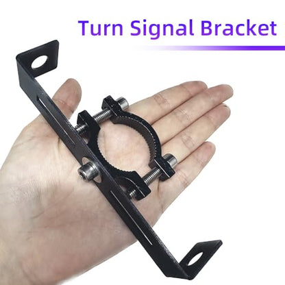10mm Motorcycle Turn Signal Light Bracket, 2pcs Universal Bicycle Indicator Lamps Pipe Clamp Light Black Metal Turn Signal Bar Mounts Brackets Holder Accessories