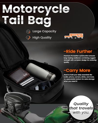 JFG RACING Motorcycle Tail Bag,12L Dual Use Seat Helmet Bag Backpack Universal for Motorcycle Motorbike Street Dirt Bike Accessories