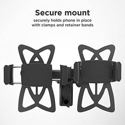 ENCASED Dual Bike Phone Mount, Adjustable Phone Holder for 2 Cellphones, Universal fit for Bicycle/Motorcycle/Electric Bike for iPhone and Android Phones