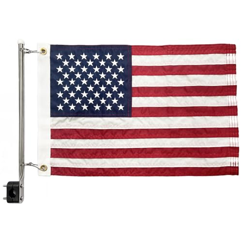 SYII American Boat Flag Pole Kits, Outdoor Embroiderers American Flag 12x18 Inch and Boat Flagpole, Boat Yacht Marine Stainless Flag Pole - color: 12x18 Boat Flag Pole Kits
