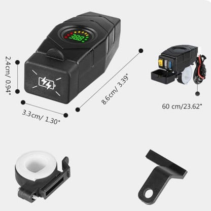 C1FB 20-80V E-Bike Handlebar USB Charger 24V 36V 48V 60V QC3.0 Quick Charger Adapter(Blue Light) Easy to Use