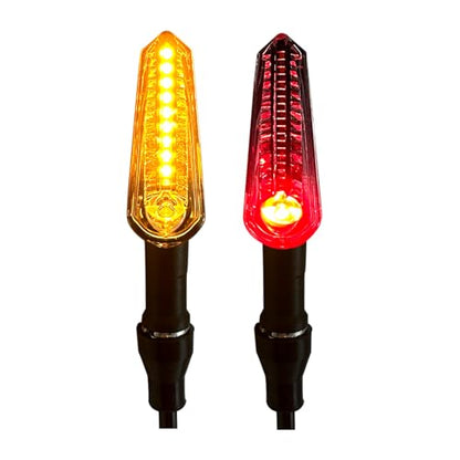 E-Mark LED Sequential Motorcycle Indicator Mini Turn Signal Light Vehicle Inspection DC12V IP67 Waterproof DRL Universal (YE/RD) - color: YE/RD