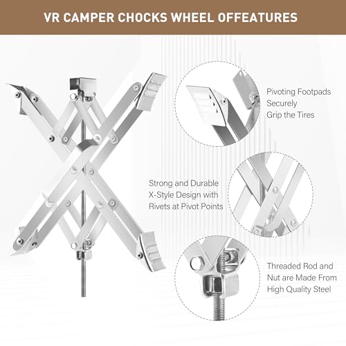 RV Wheel Chock XL Fit 3.5” to 17” Camper Wheel Chock Stabilizer Scissor with Accessories Pair for Travel Trailer, Heavy Duty Tire Wheel Chock Scissor Large Locking X Chock, Single Pack - size: XL 17inch 1pc