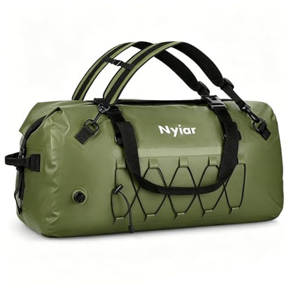 60L Waterproof Duffel Bag Motorcycle Dry Bag Backpack, Heavy-Duty Roll-Top Waterproof Bag with Sealed Seams & Waterproof Zipper for Riding, Kayaking, Camping & Travel (Green) - color: Green