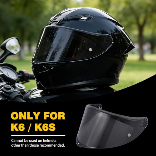 K6 Helmet Shield Visor Replacement Face Shield Compatible with K6 K6S Motorcycle Helmet Accessories (Black) - color: Black