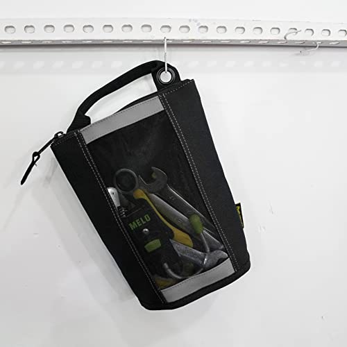 MELOTOUGH Fastener Bag Utility Canvas Zipper Tool Bag Heavy Duty Mesh Window, Hanging Grommets (Grey 2 pack） - color: Grey color