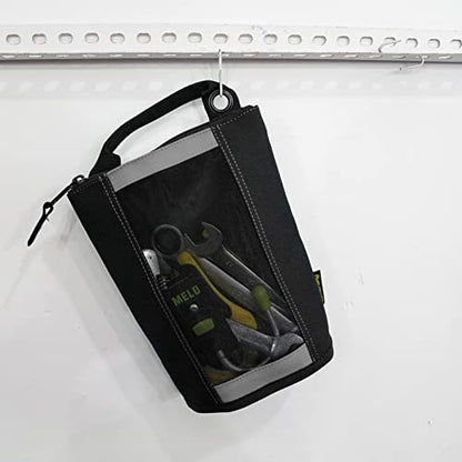 MELOTOUGH Fastener Bag Utility Canvas Zipper Tool Bag Heavy Duty Mesh Window, Hanging Grommets (Grey 2 pack） - color: Grey color