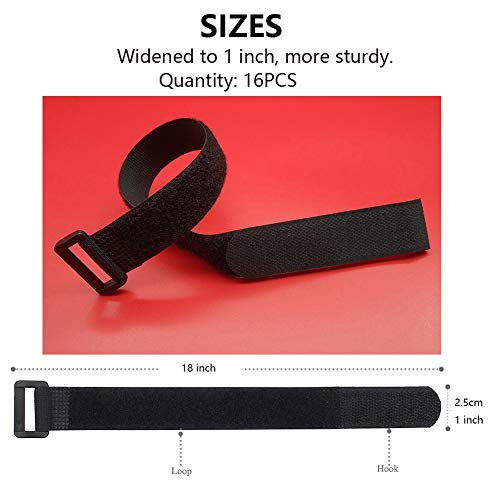Cable Straps 1 Inch Wide, 18 Inch Cinch Straps 16 Pack - Hook and Loop Straps, Adjustable Fastening Straps, Multipurpose Cable Ties - size: 1'' x 18 ''- 16pcs