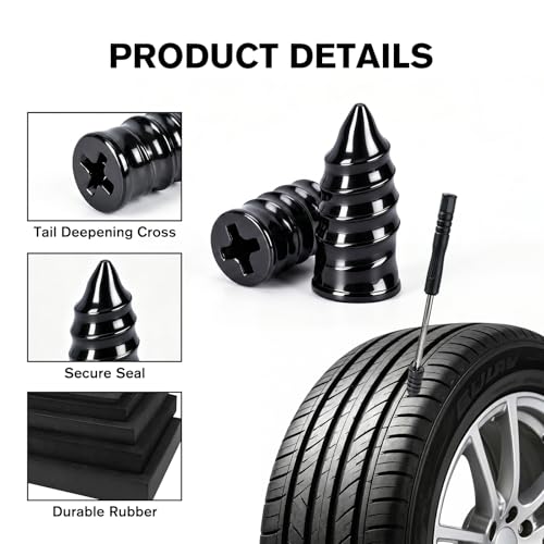 71PCS Tire Repair Rubber Nail Kit with Screwdriver for Tubeless Tires | 2 Sizes Tire Repair Spiral Screw, Tire Plugs, Fast Self-Service Tool for Car, Motorcycle, Tractor Tire Puncture Repair