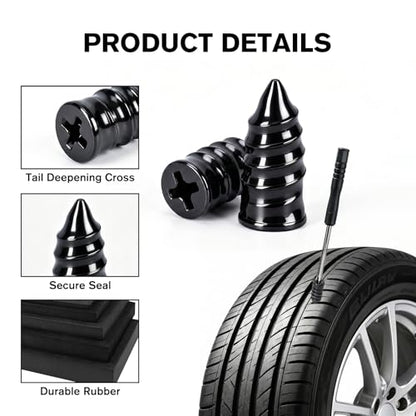 71PCS Tire Repair Rubber Nail Kit with Screwdriver for Tubeless Tires | 2 Sizes Tire Repair Spiral Screw, Tire Plugs, Fast Self-Service Tool for Car, Motorcycle, Tractor Tire Puncture Repair