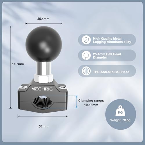 Aluminum Alloy Handlebar Clamp Mount, U-Bolt Base with 1 inch Ball Head Compatible with RAM Mount Double Socket Arm& Motorcycle Ebike Bike Phone Holder,Fit for 0.39" to 0.63" Diameter,78013 - size: Small