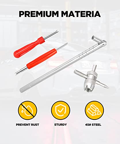 AOCISKA Tire Valve Stem Puller Tools Set,Includes Valve Stem Cores,4 Way Valve Core Remover,Single Head Tire Valve Core Remover,Valve Stem Installer, Tire Repair Schrader Valve Tool