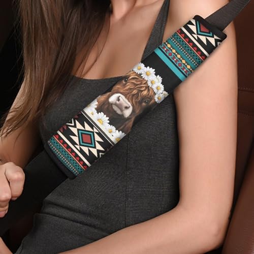 GIFTPUZZ Aztec Yak 2Pcs Car Seat Belt Cover Pads Baseball Ghost Pattern Shoulder Seatbelt Pads Cover Car Seatbelt Shoulder Strap Cushion Pads Universal Fit for Cars Bags - color: Aztec Yak