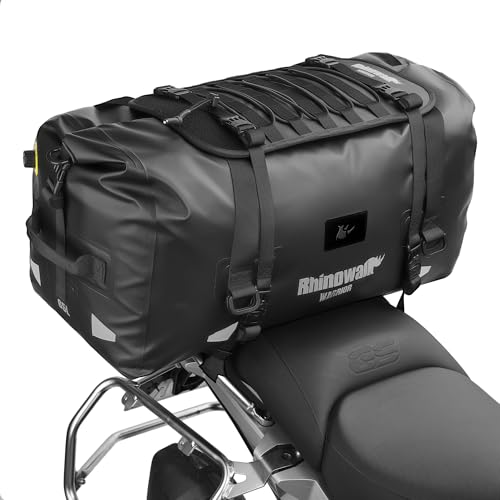 Rhinowalk Motorcycle Saddle Bag 65L – Extra-Large Waterproof Touring Tail Pack with MOLLE Expansion & Backpack Straps - size: 65L