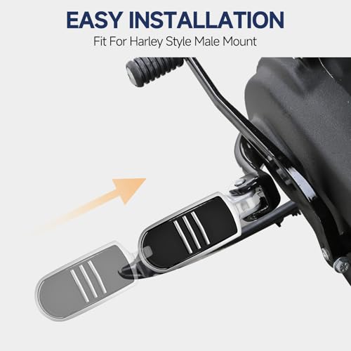 Motorcycle Passenger Foot Pegs, Aluminum Highway Pegs Male Mount Footrest Fit For Harley Touring Street Glide Road King Road Electra Glide Sportster Dyna Softail (Chrome) - color: 1#Chrome