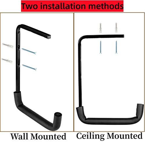 Heavy Duty Garage Storage Hooks, Overhead Garage Storage Rack, 4 Pack Wall Mounted Ladder Hook, Utility Ceiling Hangers & Organizer for Wood,Tools, Bicycle (10 x 14 Inch) - size: 11inch