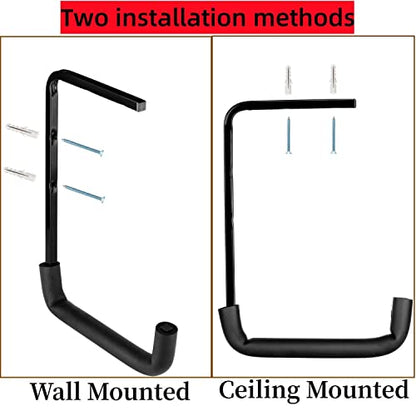 Heavy Duty Garage Storage Hooks, Overhead Garage Storage Rack, 4 Pack Wall Mounted Ladder Hook, Utility Ceiling Hangers & Organizer for Wood,Tools, Bicycle (10 x 14 Inch) - size: 11inch