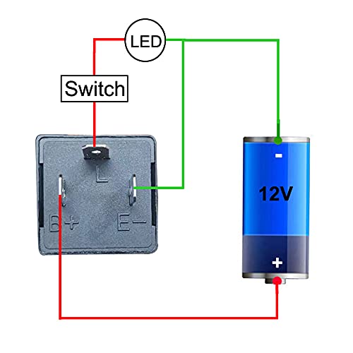 Gebildet 2 pieces 12V 3 Pin Electronic LED Flasher Relay 0.1W-150W c/m Motorcycle Turn Signal Adjustable Flasher CF-13KT, comes with 6pcs Terminals - color: Black-13KT
