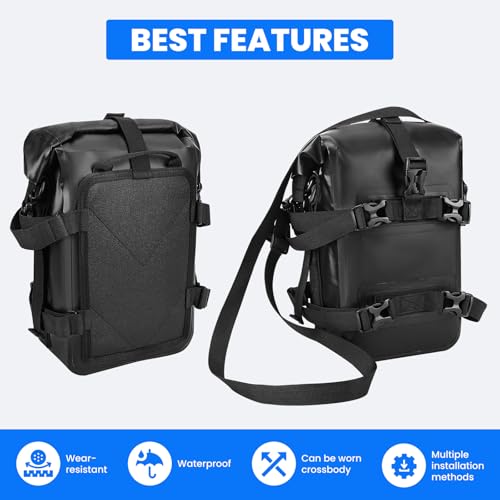 HOMIEE Motorcycle Saddle Bag 8L Waterproof Motorcycle Side Frame Bag Crash Bar Bag with Shoulder Strap