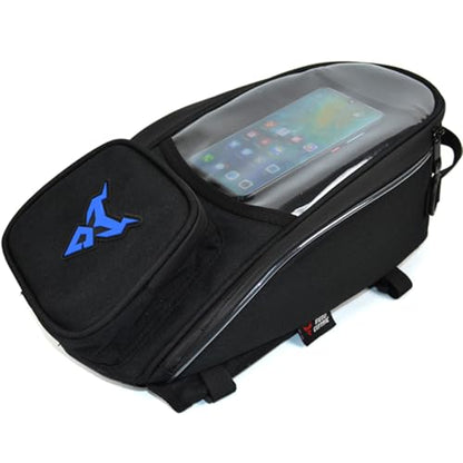 MOTOCENTRIC Magnetic Motorcycle Tank Bag, 1200D Splash-Resistant Fuel Tank Bag with Touchscreen Phone Pocket, Universal Bikers Shoulder & Handheld Storage Bag for Metal and Plastic Tanks (Blue) - color: Blue