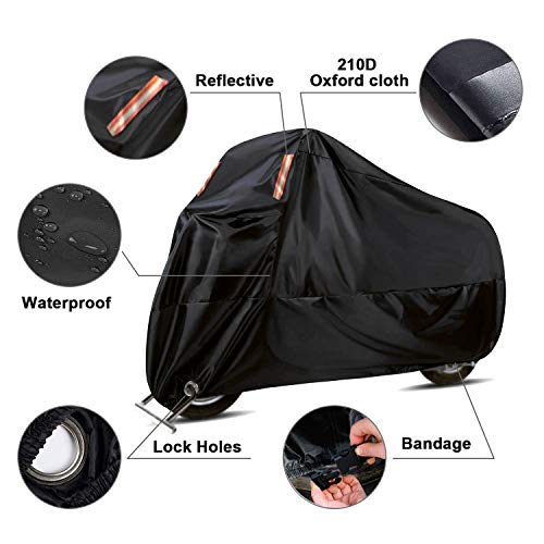 WinPower Outdoor Waterproof Motorcycle Cover All Weather Protection Winter Snow Universal Motorbike Bike Vehicle Cover, 116 x 43 x 55 inch,4XL - size: 4xl(116 x 43 x 55 inches)